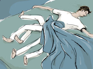 drawing showing restless leg syndrome